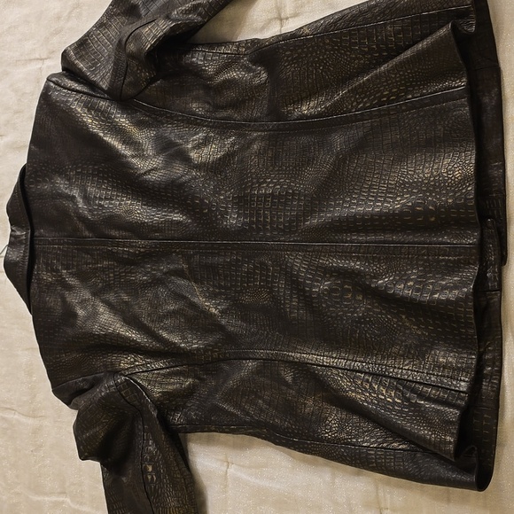 Alfani Black Textured Leather Jacket - Picture 11 of 14